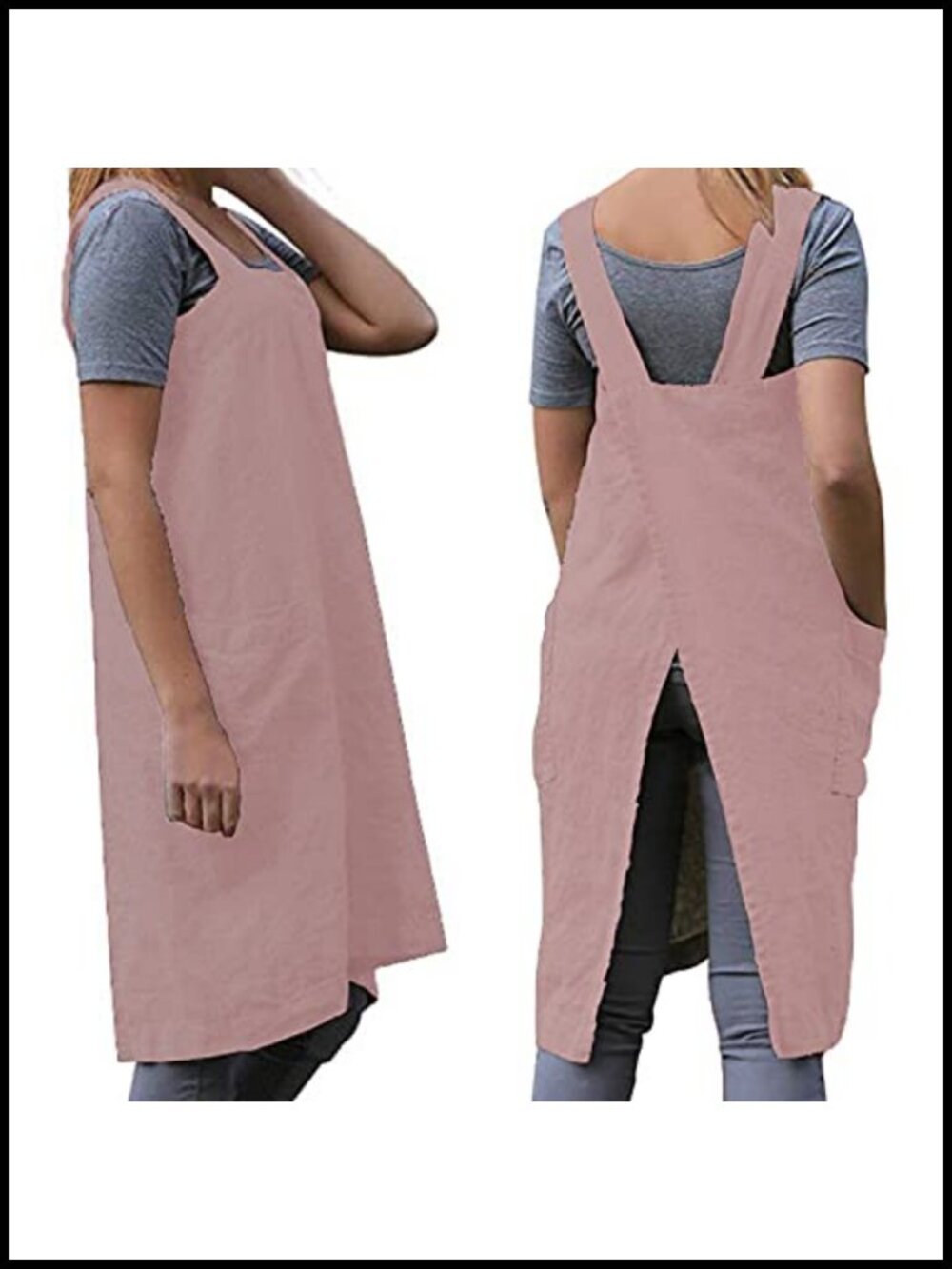 Cotton Cross Back Pinafore Apron Large Pockets Kitchen Gardening Bib
